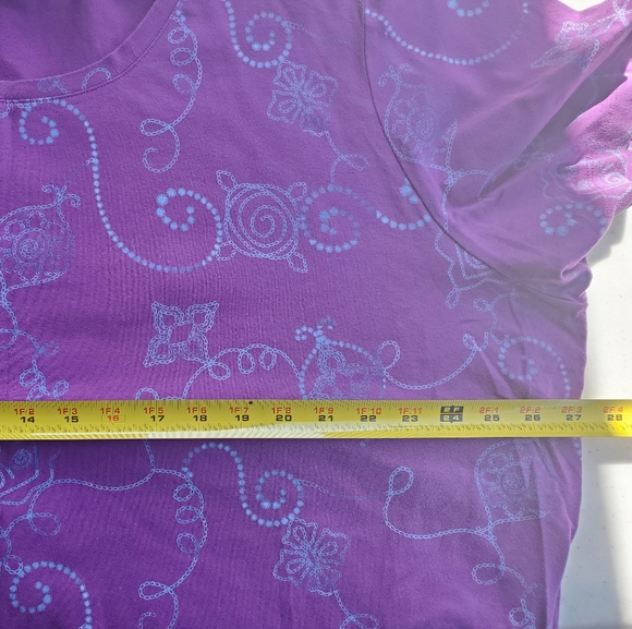 Catherines short sleeve Top 3X chain print swirls, 96% Cotton 4% Spandex Magenta - Picture 4 of 6